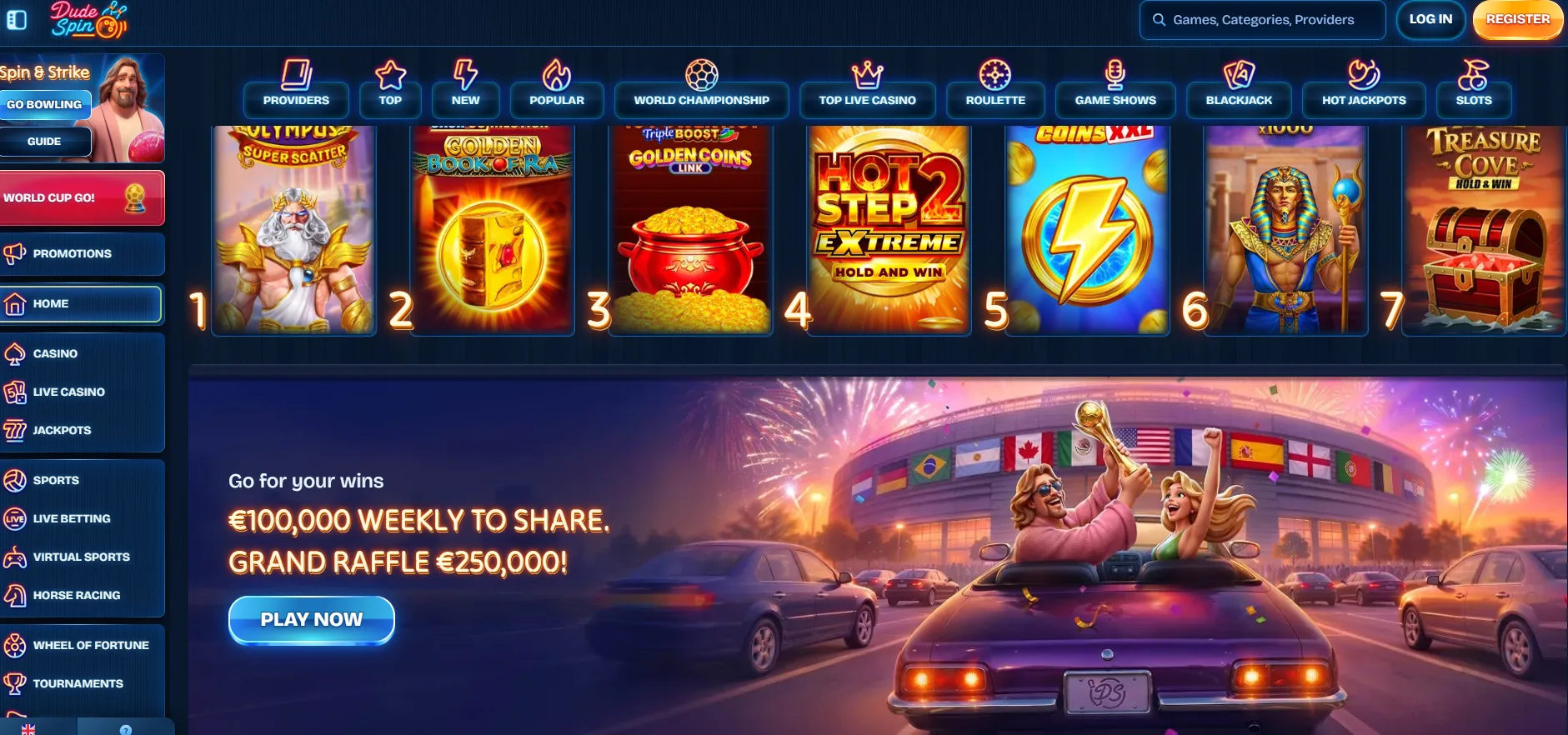 Dudespin Casino popular games